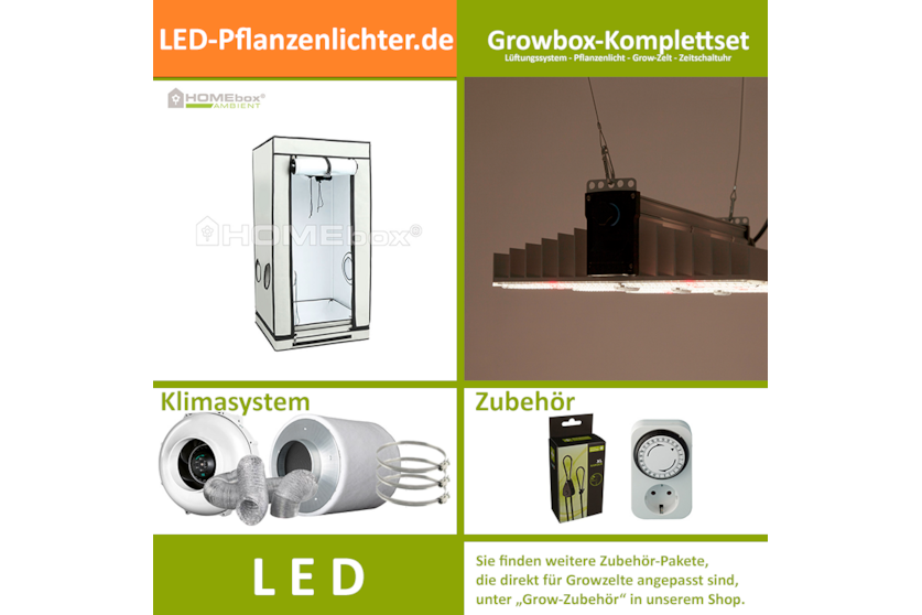 LED-Grow-Set Q60+ mit Lüftung & Lampe nach Wahl