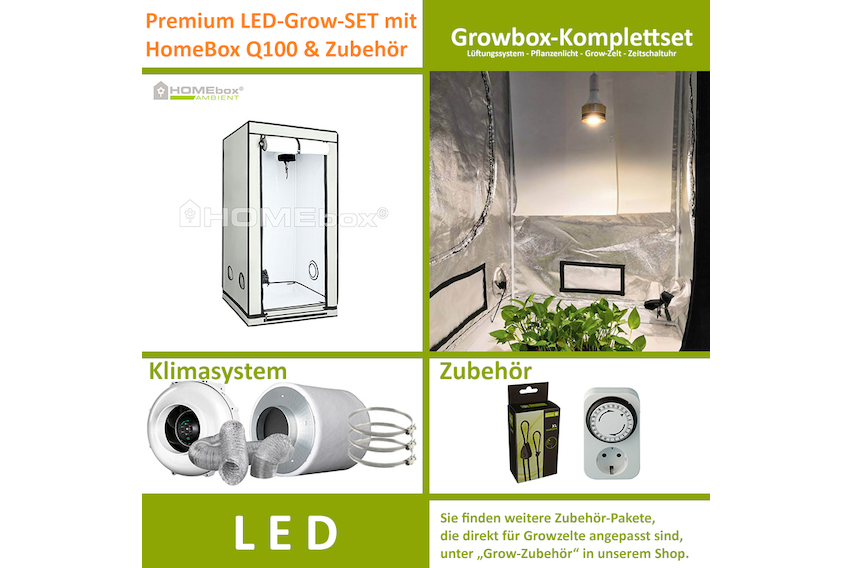 LED-Grow-Set Q80+ mit Lüftung & Lampe nach Wahl