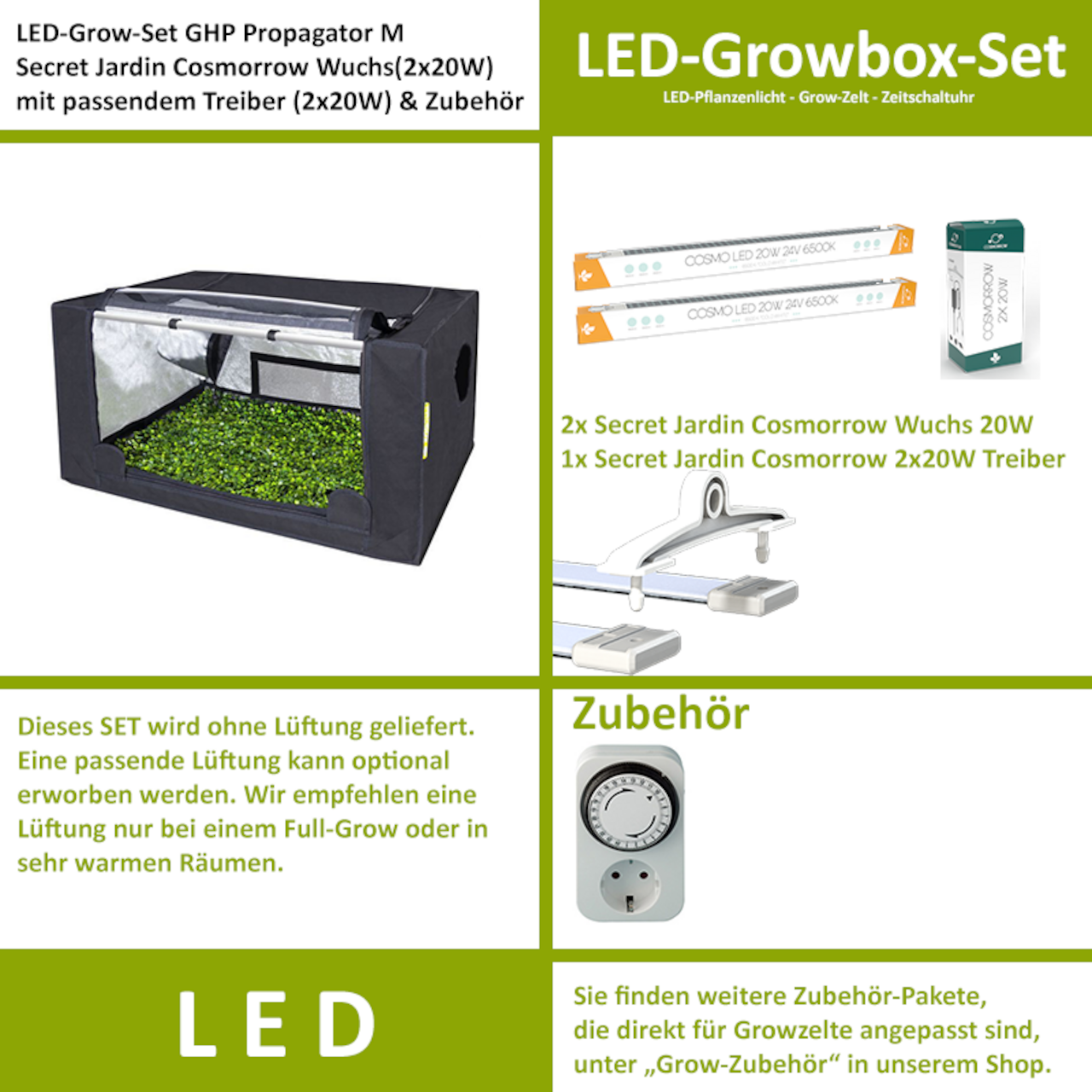 GHP Propagator M Komplettset - Secret Jardin LED Wuchs