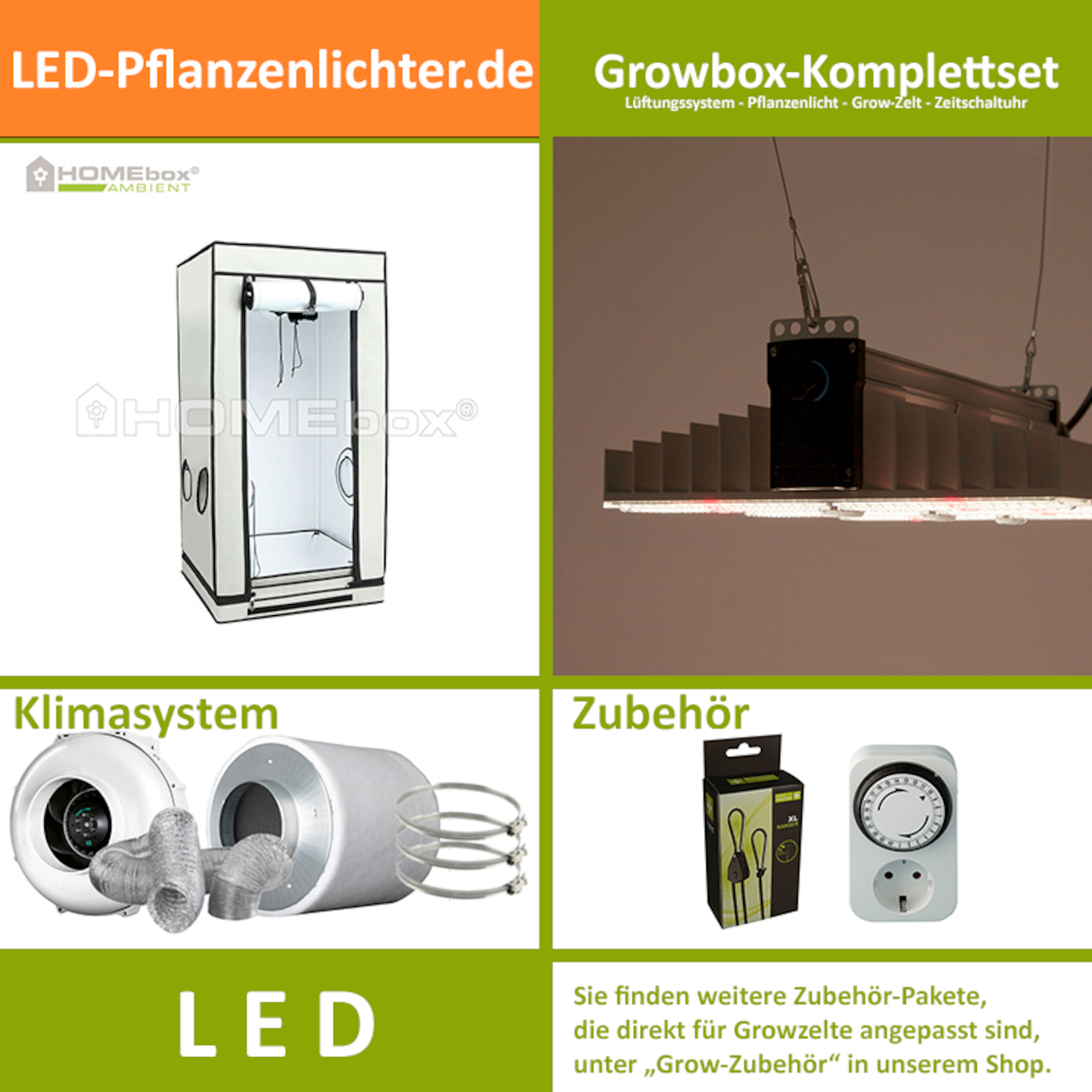 LED-Grow-Set Q60+ mit Lüftung & Lampe nach Wahl