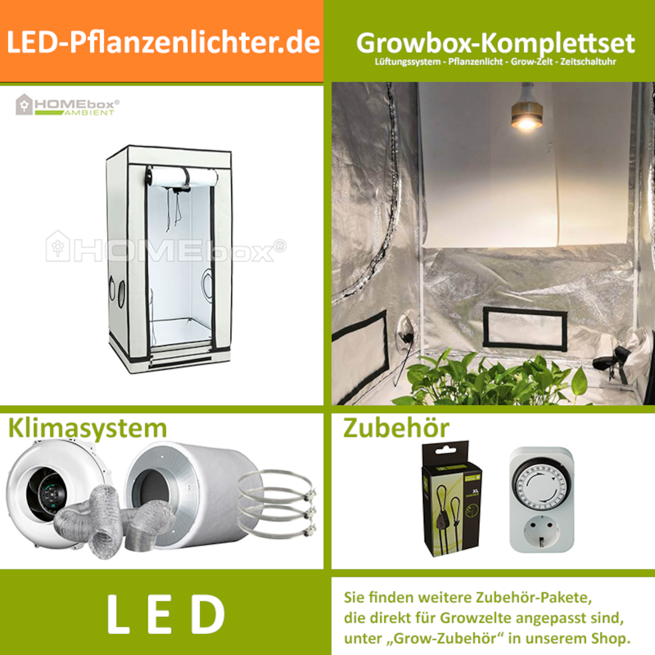 LED-Grow-Set Q60+ mit Lüftung & Lampe nach Wahl