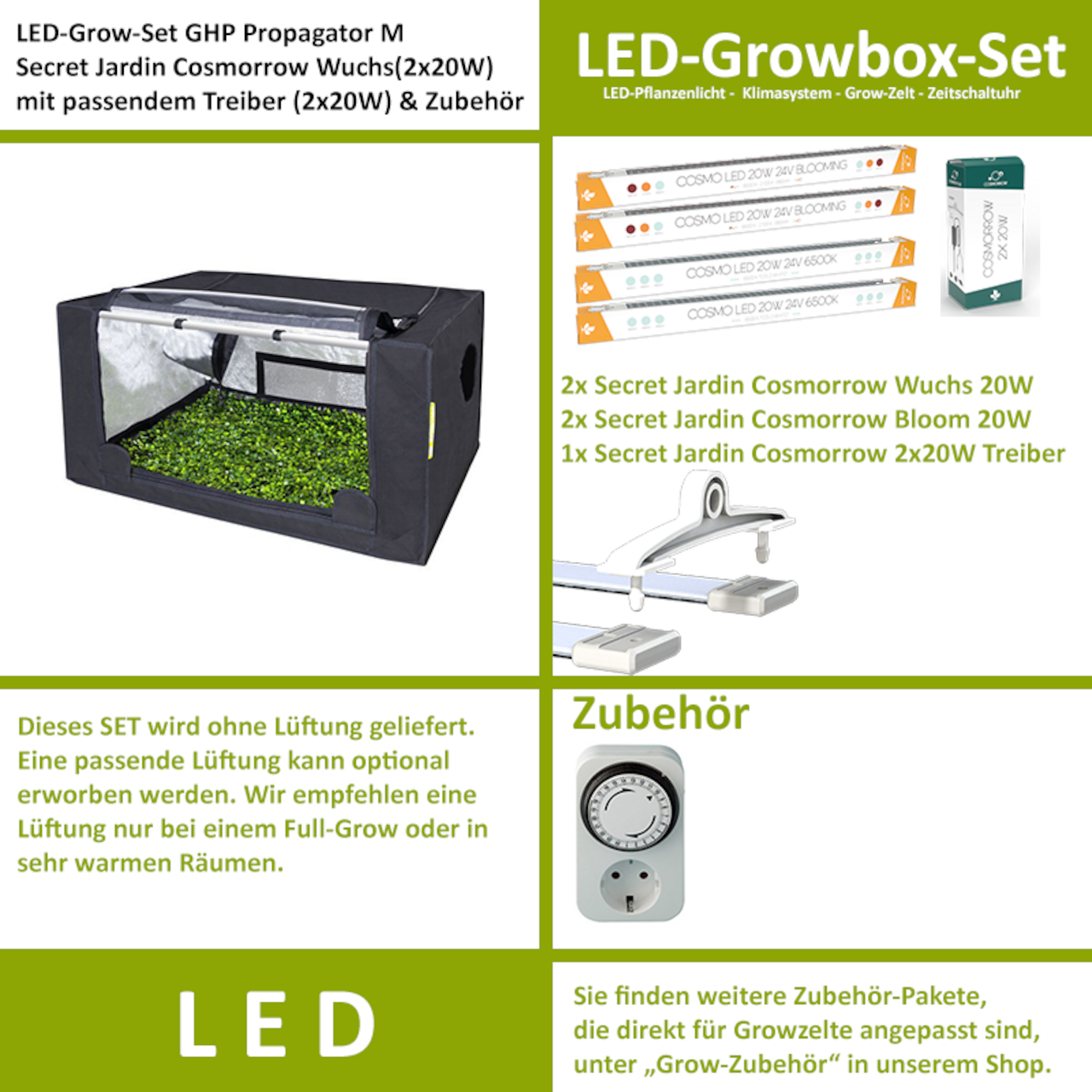 GHP Propagator M Komplettset - Secret Jardin LED Dual