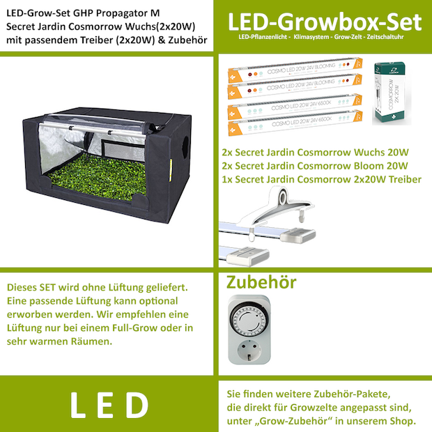 GHP Propagator M Komplettset - Secret Jardin LED Dual